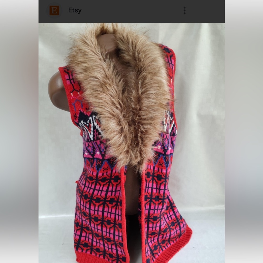 H&M Gorpcore L.O.G.G. Southwest knit hiking indie hippie crochet sweater vest - Picture 2 of 2